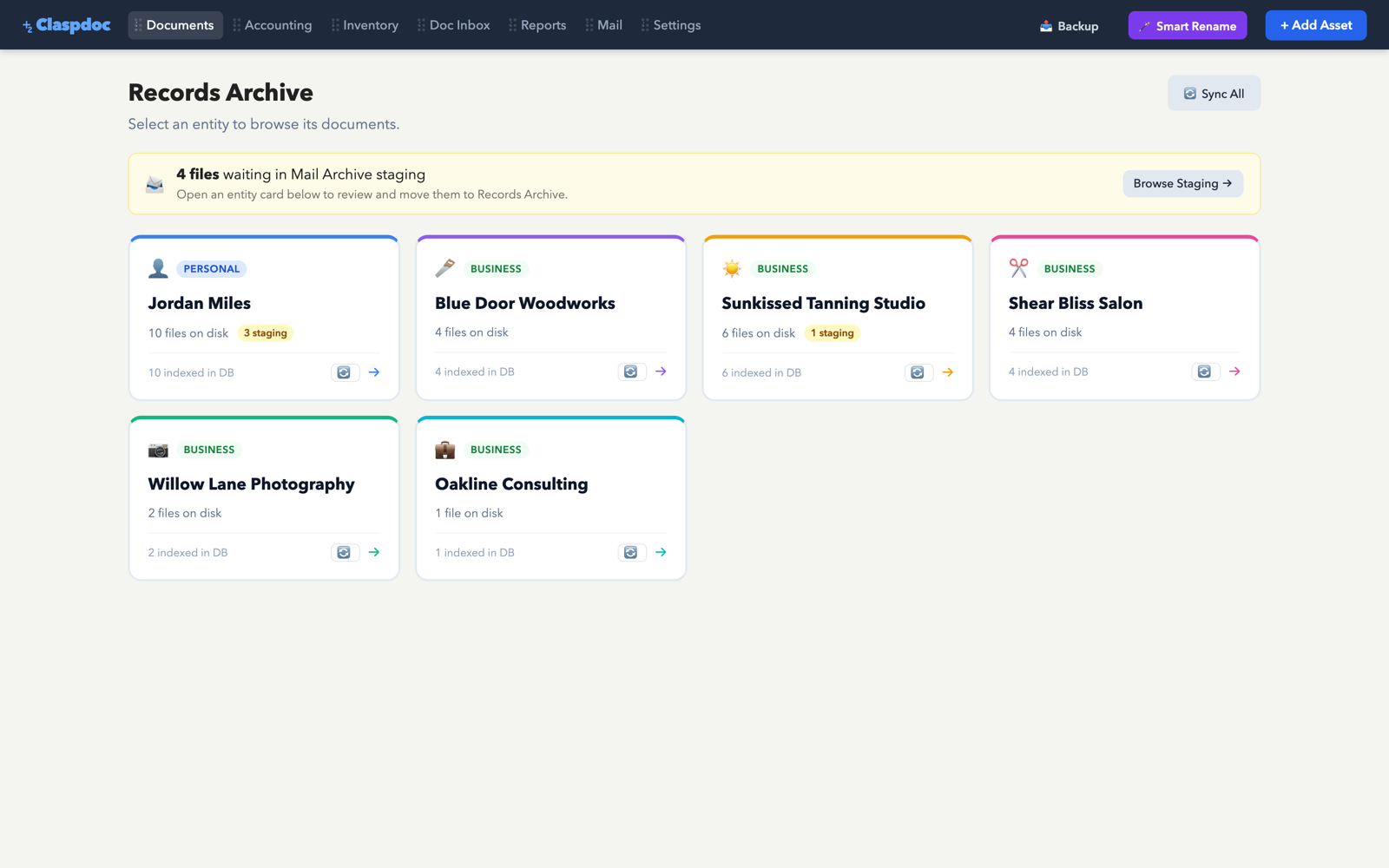 ClaspDoc — records archive by entity
